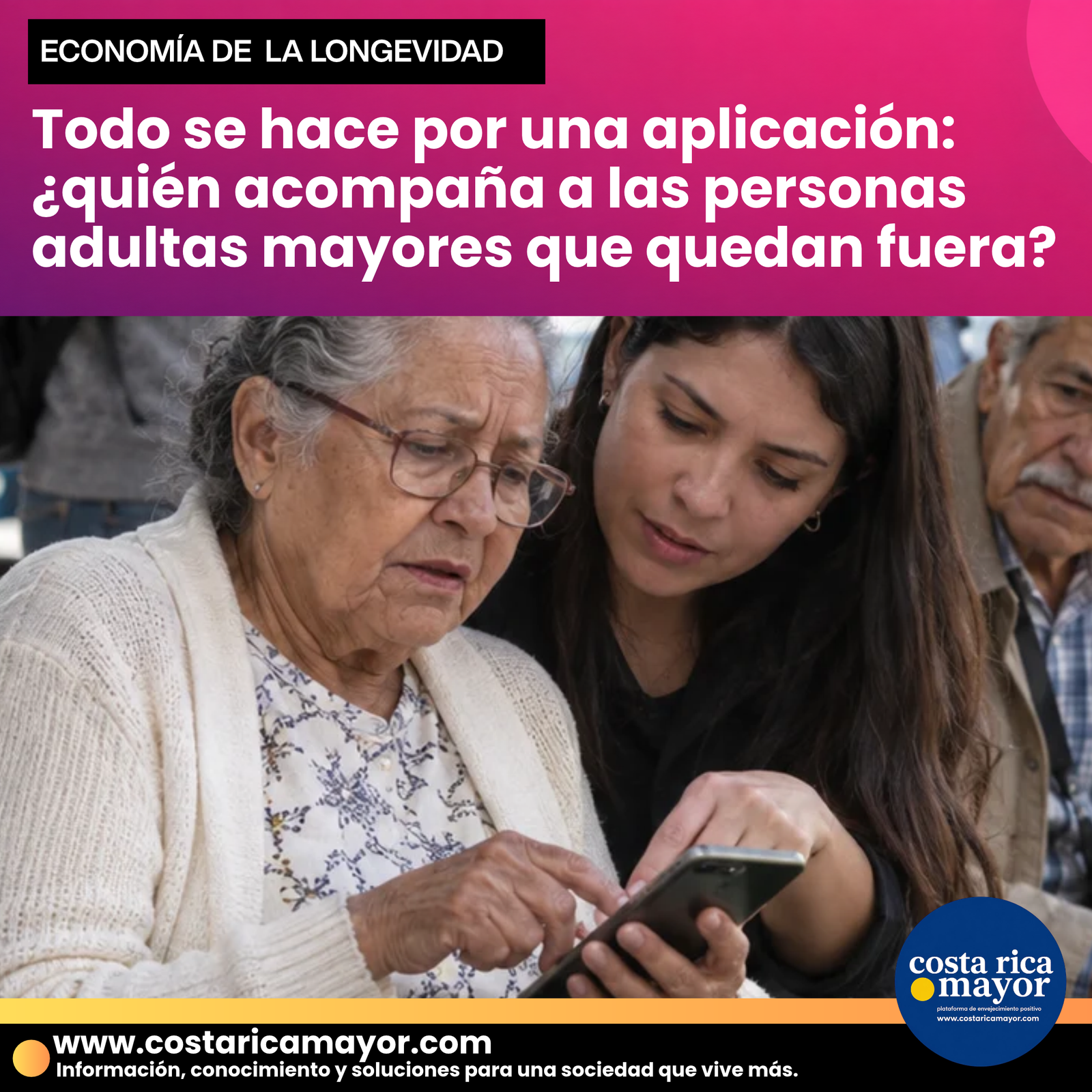 Todo se hace por una aplicación: ¿quién acompaña a las personas adultas mayores que quedan fuera?