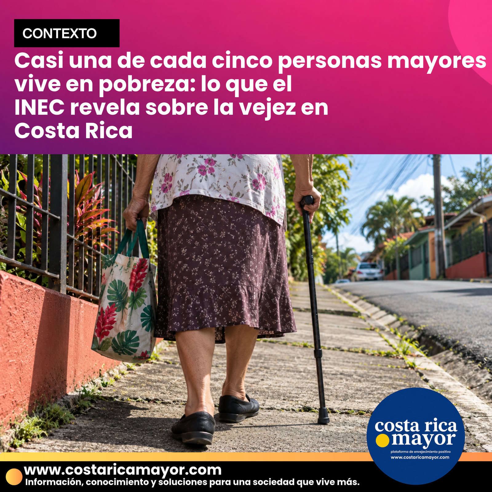 Casi una de cada cinco personas mayores vive en pobreza: lo que el INEC revela sobre la vejez en Costa Rica